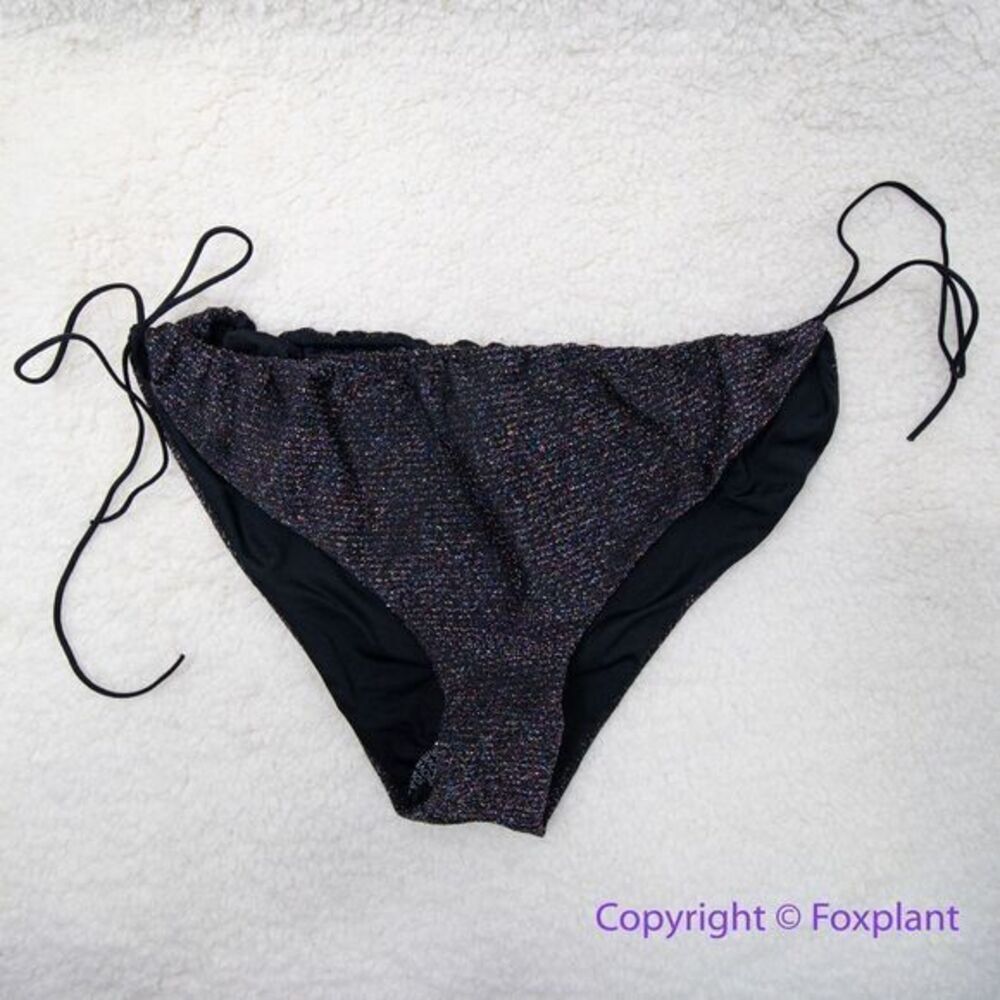 NEW  It’s Now Cool‎ the gathered tie pant bikini bottom black lurex, size L
